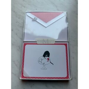 VTG Metropolitan Museum of Art Cat Note Cards  Red White Polka Dot Stationery